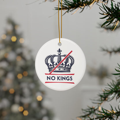 Ceramic Christmas Ornaments, 2-Sided, No Kings Theme, Holiday Decor, Unique Gift, Festive Decoration, Tree Ornament