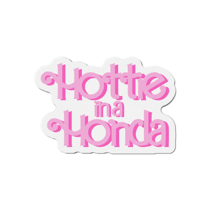 Hottie in a Honda Car Magnet, Trendy Refrigerator Decor, Fun Gift for Car Enthusiasts, Pink Die-Cut Magnet, Cute Home Accessories