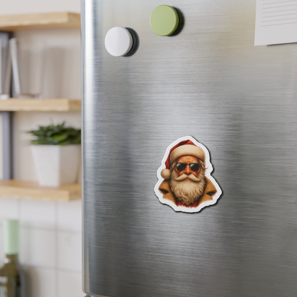 Cool Santa Die-Cut Magnet | Christmas Refrigerator Magnet | Stocking Filler | White Elephant | Alternative Christmas Gift