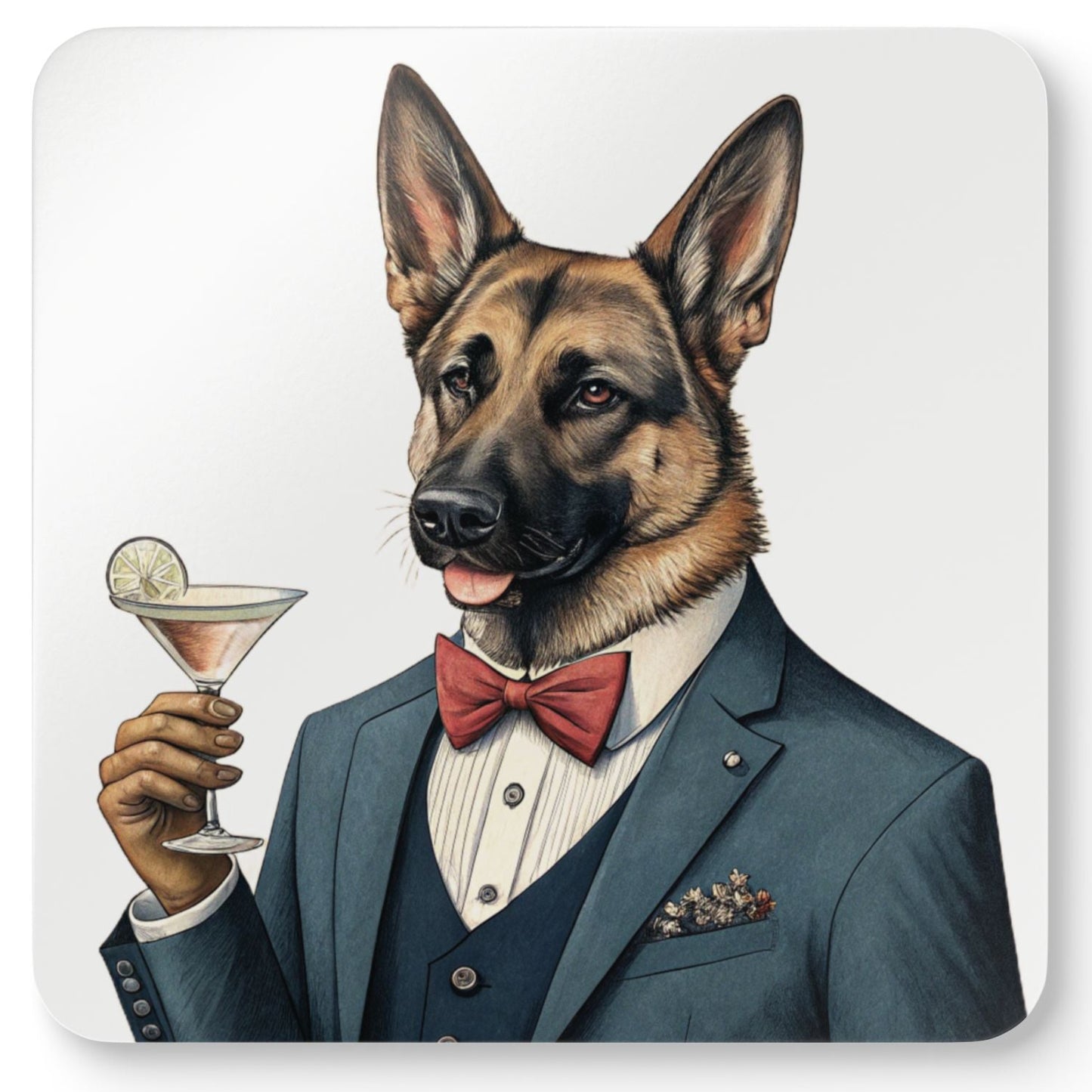 Hair of the Dog "German Shepherd" Dog-Themed Corkwood Coaster Set, Animal Lover Gift, Home Bar Accessory, Pet Lover Decor