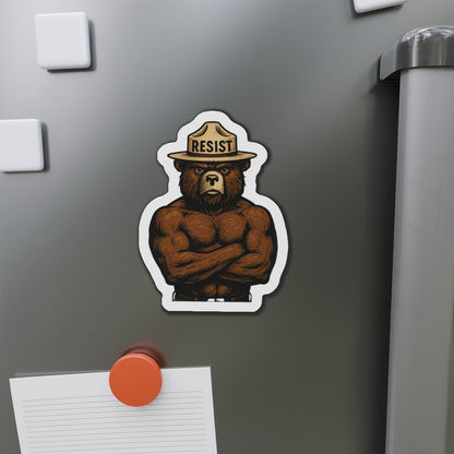 Smokey Says Resist | Bear Die-Cut Magnets | Motivational Fridge Decor, Unique Gift for Nature Lovers, Strength and Empowerment