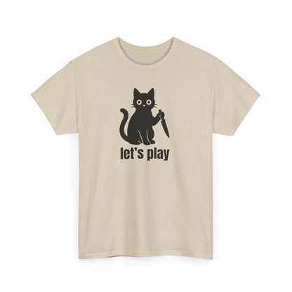 Playful Cat Tee - Let's Play Unisex Heavy Cotton Shirt, Cat Lover Gift, Fun T-Shirt, Animal Themed Apparel, Casual Wear