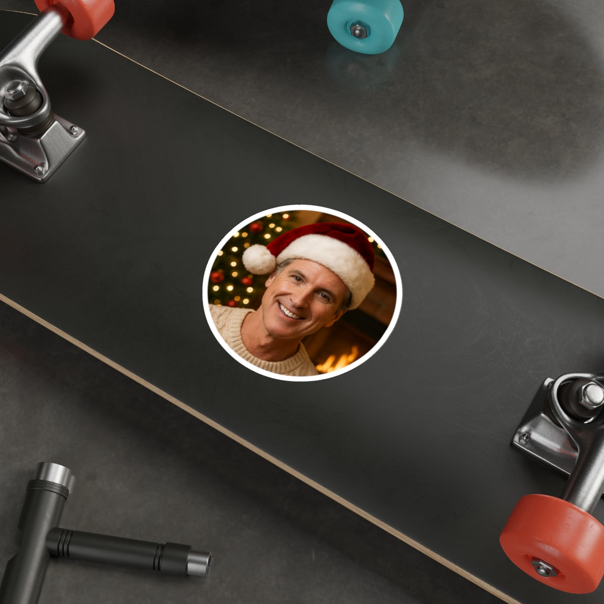 Gavin Newsom Christmas Sticker Decoration | Die-Cut Sticker | Christmas Holiday Decal | California Governor Decor