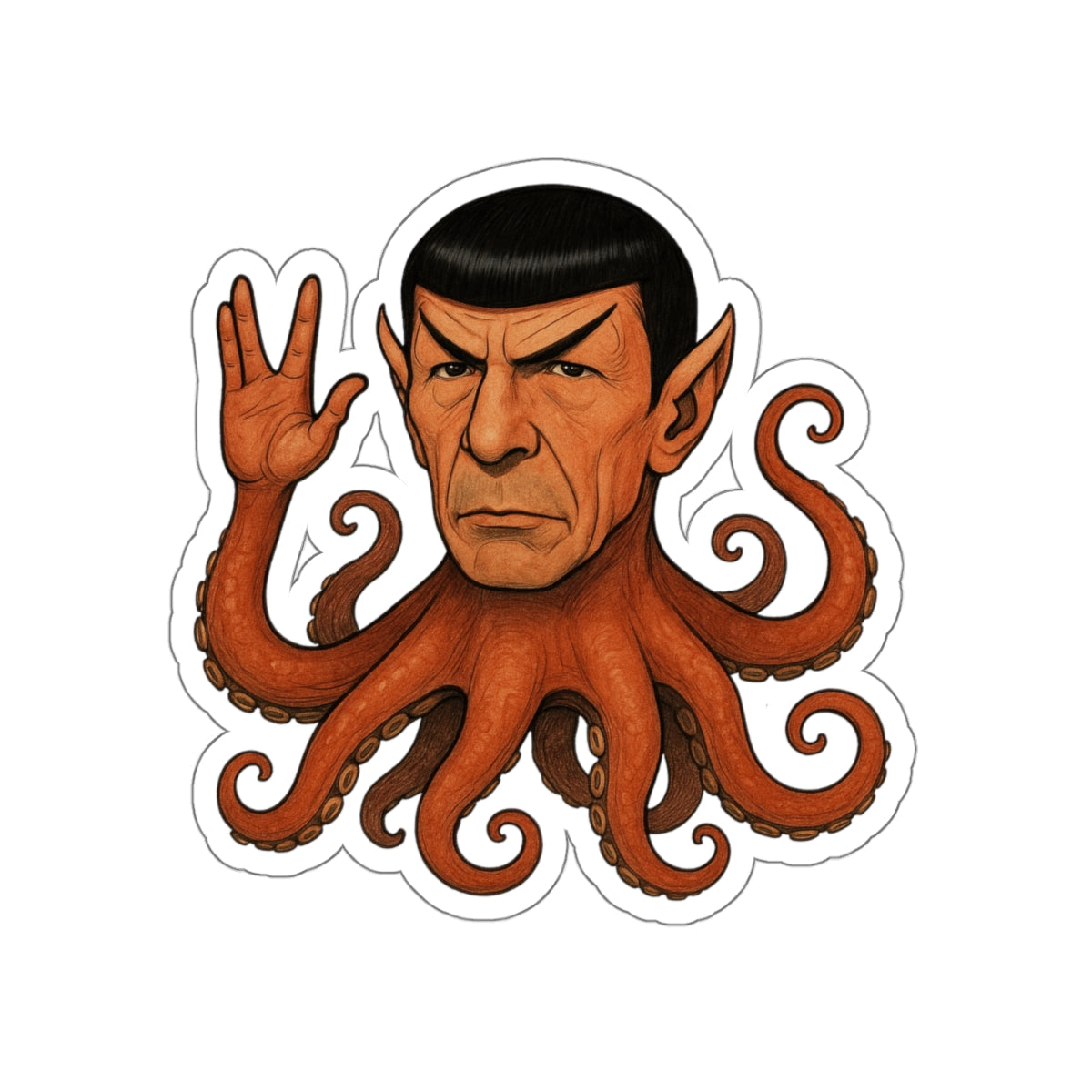 Spocktopus | Unique Octopus Alien Die-Cut Stickers - Perfect for Laptop, Water Bottle, Car, Fridge Decor, & Gift for Sci-Fi Fans