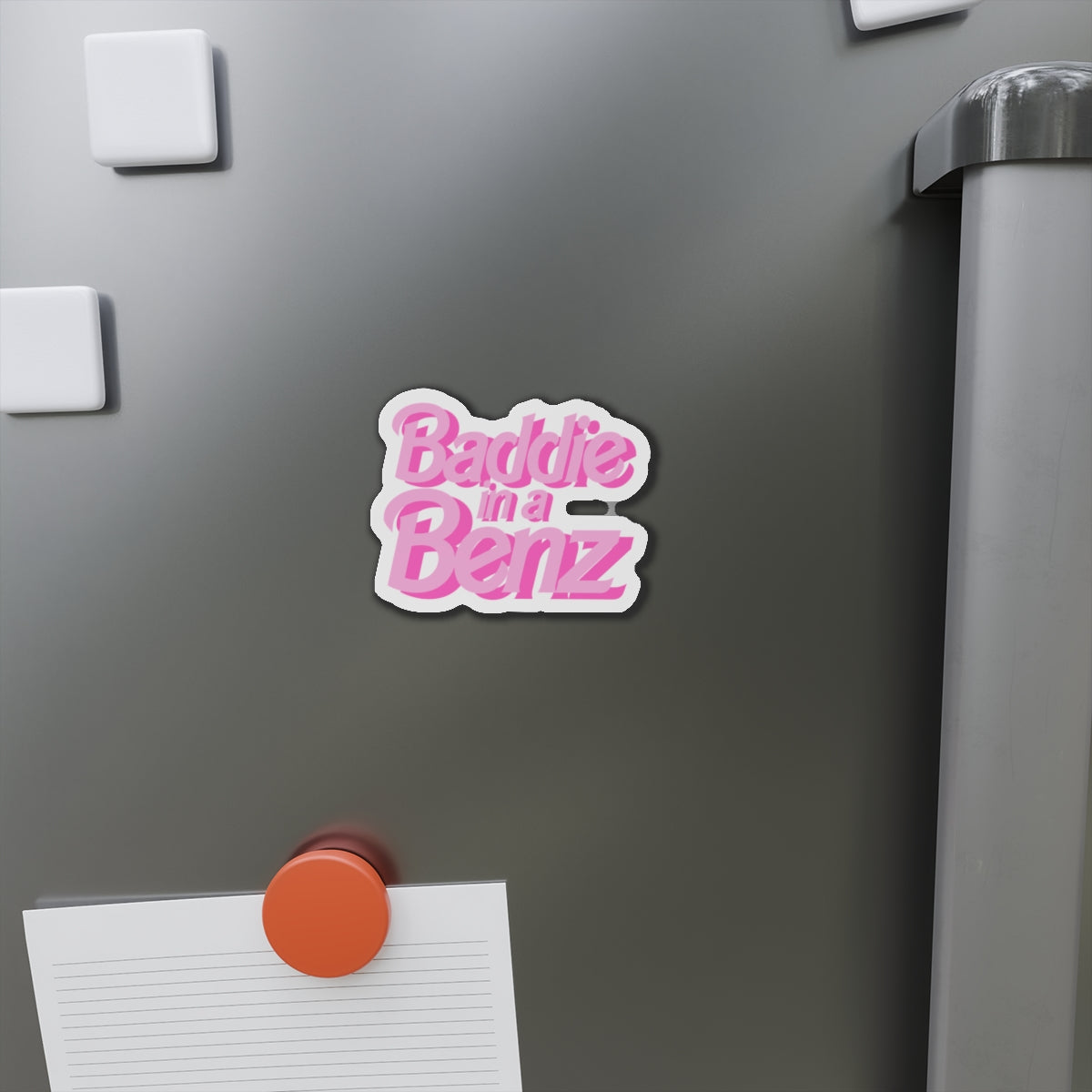 Baddie in a Benz Die-Cut Magnets: Fun Refrigerator Decor, Hipster Gift, Car Accessory, Trendy Home Decor, Stylish Motif