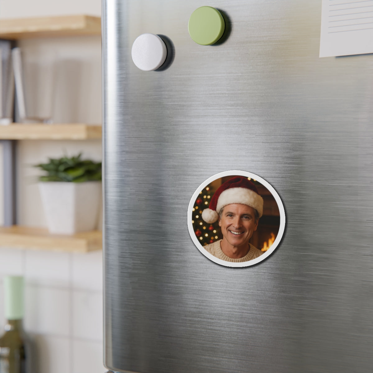 Gavin Newsom Christmas Magnetic Decoration | Die-Cut Magnet | Christmas Holiday Refrigerator Magnet | California Governor Decor