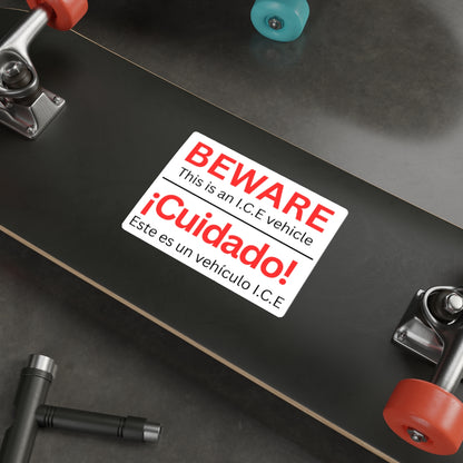 Beware I.C.E Vehicle Identification Die-Cut Stickers | Bold Warning Decals for Cars, Laptops, Bumper Stickers, Home Decor