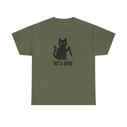 Playful Cat Tee - Let's Play Unisex Heavy Cotton Shirt, Cat Lover Gift, Fun T-Shirt, Animal Themed Apparel, Casual Wear
