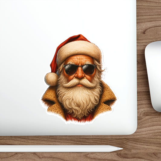 Cool Santa Die-Cut Sticker | Retro Sunglasses Holiday Sticker | Santa Sticker | Christmas Decor | Laptop Decal