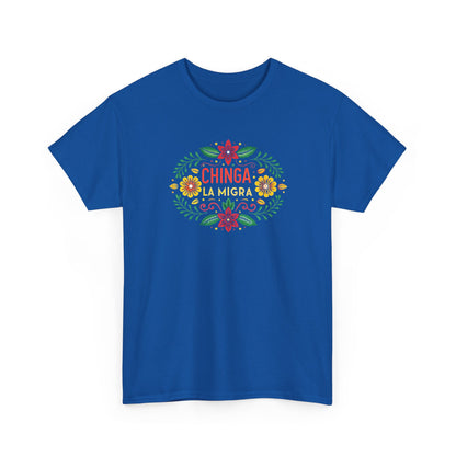 Chinga La Migra Anti I.C.E Floral Statement Tee - Unisex Graphic Shirt, Bold Casual Wear, Gift for Activists, Festival Clothing