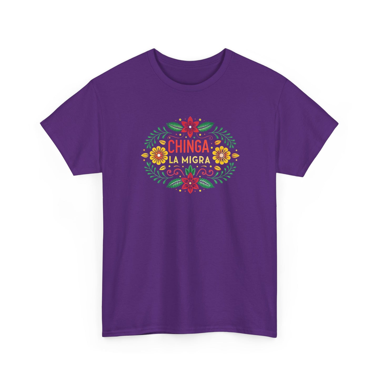 Chinga La Migra Anti I.C.E Floral Statement Tee - Unisex Graphic Shirt, Bold Casual Wear, Gift for Activists, Festival Clothing
