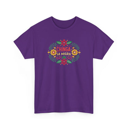 Chinga La Migra Anti I.C.E Floral Statement Tee - Unisex Graphic Shirt, Bold Casual Wear, Gift for Activists, Festival Clothing