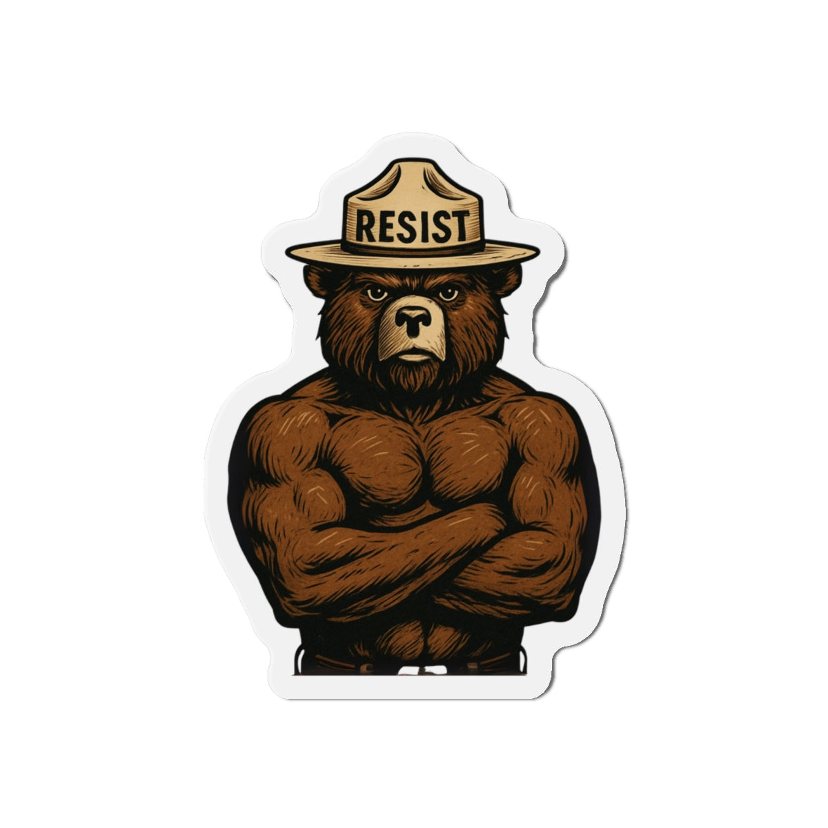 Smokey Says Resist | Bear Die-Cut Magnets | Motivational Fridge Decor, Unique Gift for Nature Lovers, Strength and Empowerment