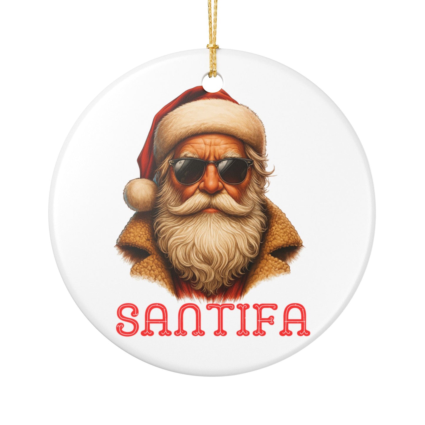 Santifa Santa Ceramic Ornament | Antifa |Anti Fascist | Foxtrot Delta Tango | Christmas Decor | Tree Ornament