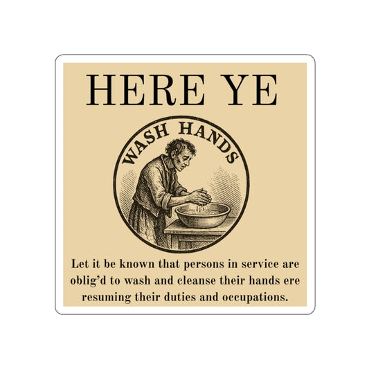 Vintage Wash Hands Die-Cut Stickers | Bathroom Decor, Gift for Home, Vintage Art, Quirky Decor, Education Reminder