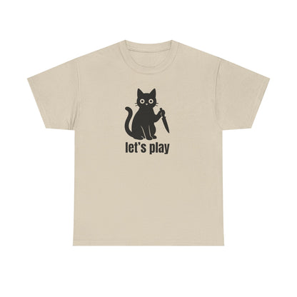 Playful Cat Tee - Let's Play Unisex Heavy Cotton Shirt, Cat Lover Gift, Fun T-Shirt, Animal Themed Apparel, Casual Wear
