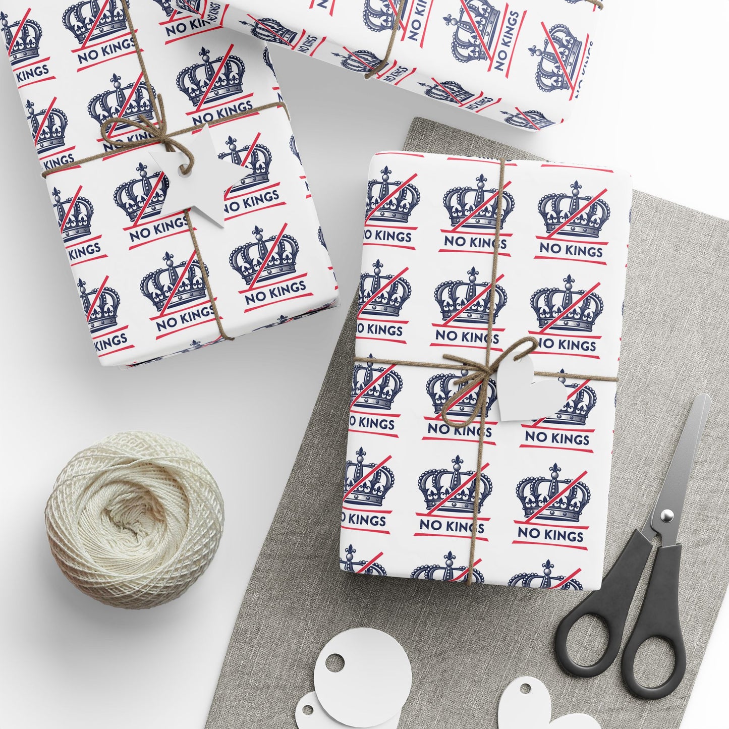 No Kings Pattern Wrapping Paper | Glossy or Matte Finish Options | Anti-Trump | No Kings in America