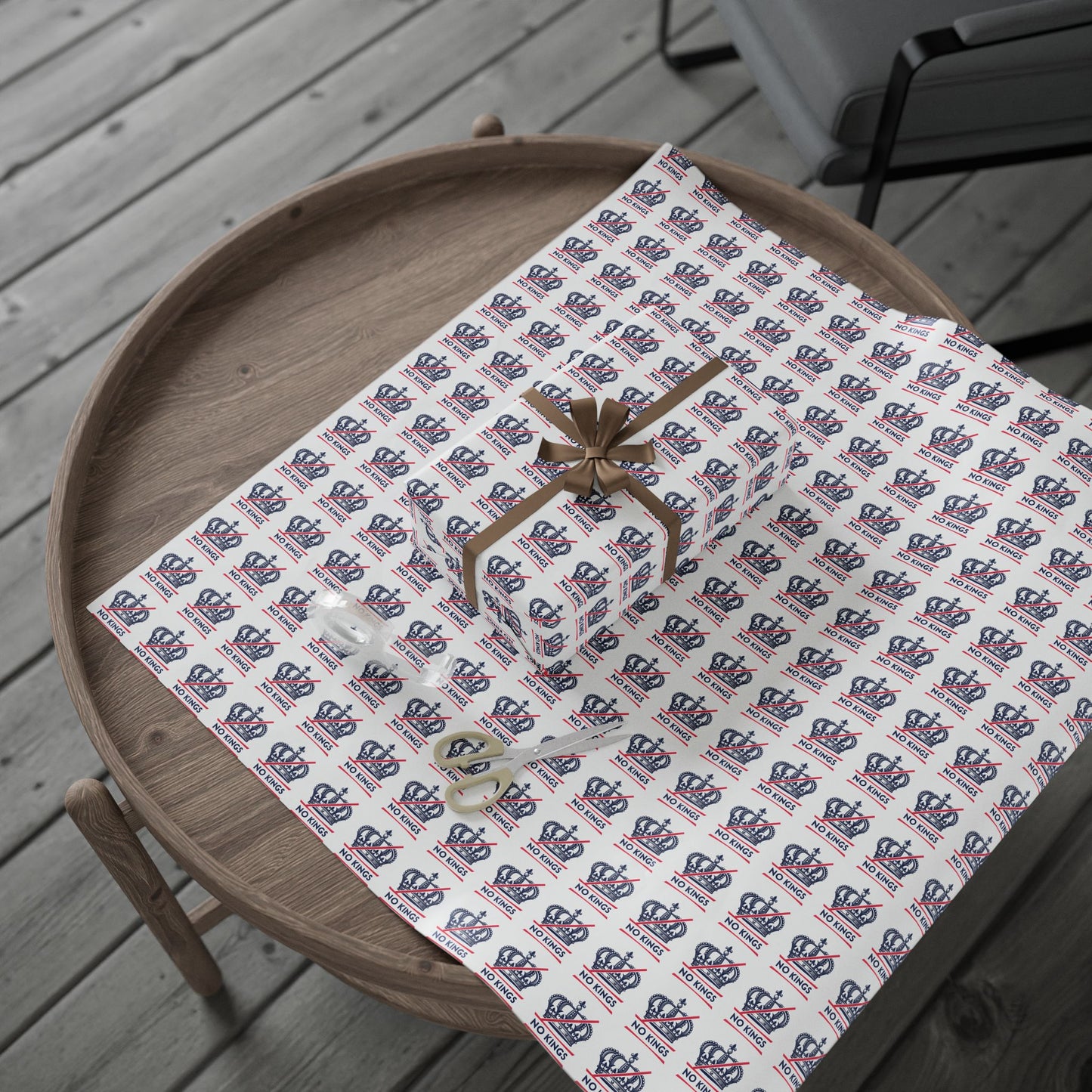 No Kings Pattern Wrapping Paper | Glossy or Matte Finish Options | Anti-Trump | No Kings in America