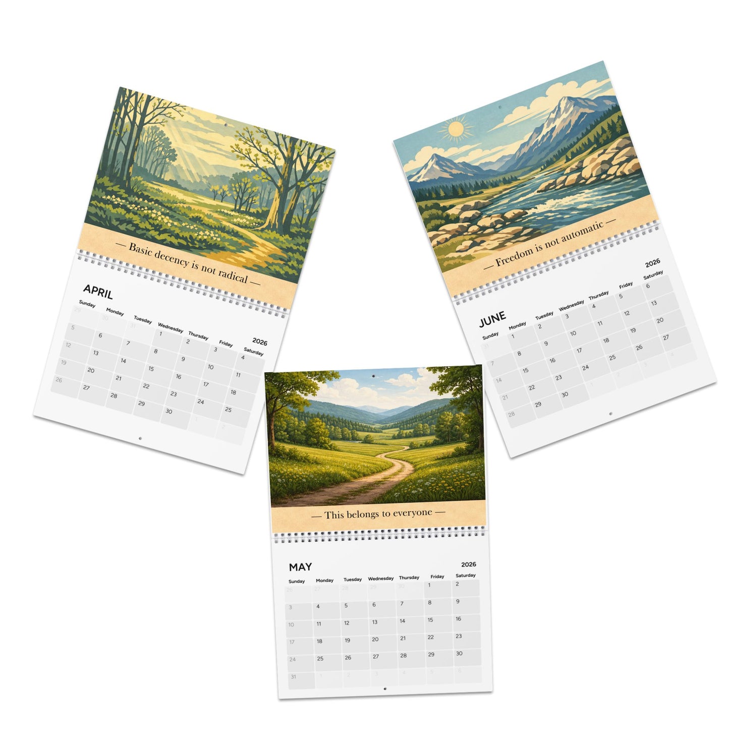 Democracy & Resistance Wall Calendar 2026 – Vintage National Park–Style Political Art Calendar
