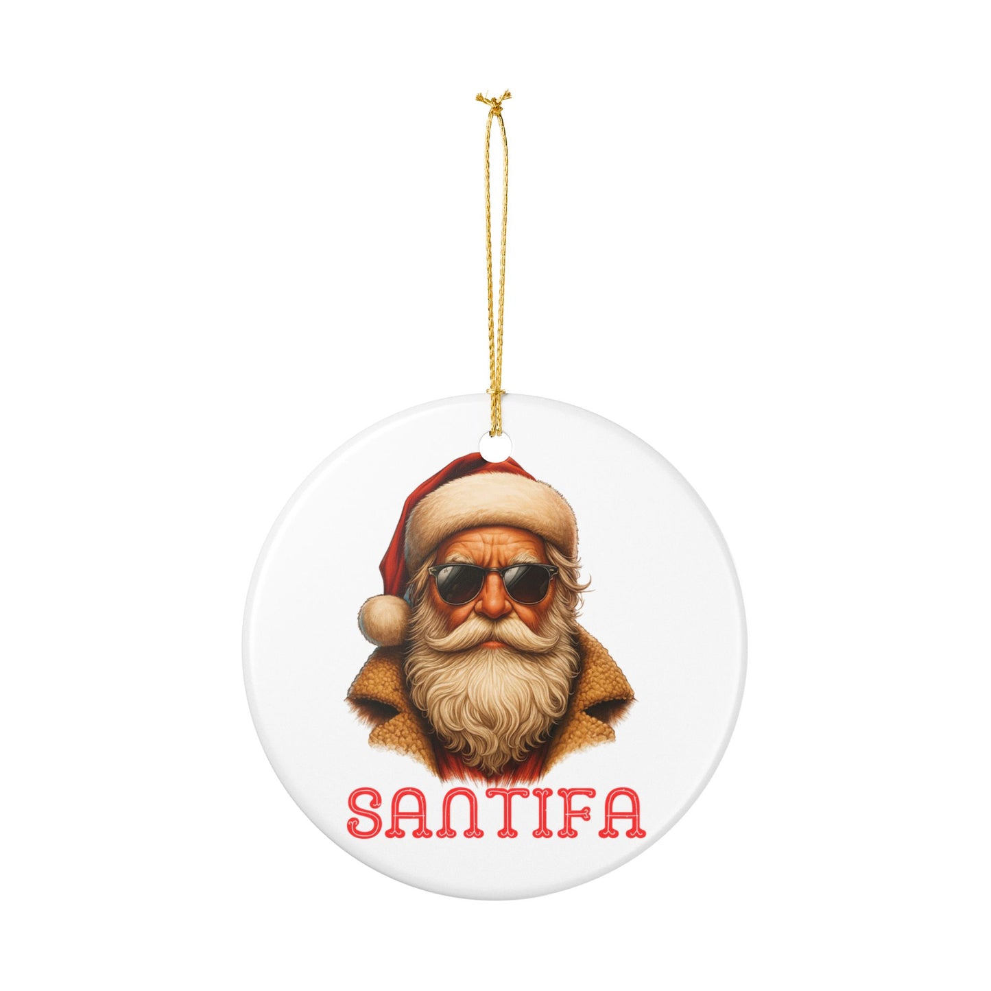 Santifa Santa Ceramic Ornament | Antifa |Anti Fascist | Foxtrot Delta Tango | Christmas Decor | Tree Ornament