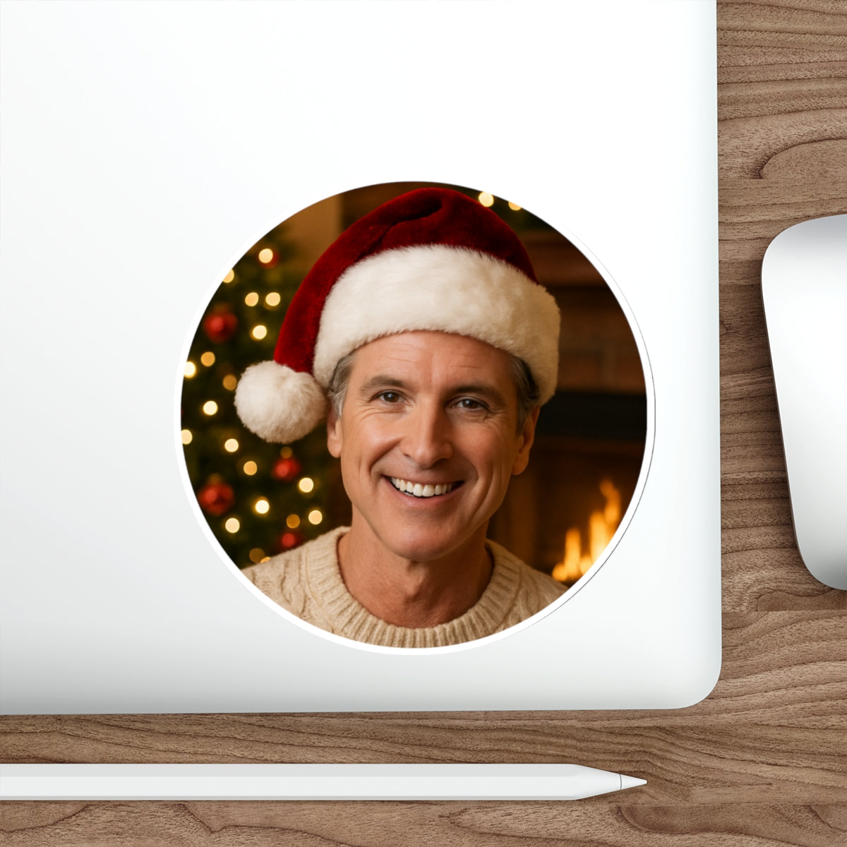 Gavin Newsom Christmas Sticker Decoration | Die-Cut Sticker | Christmas Holiday Decal | California Governor Decor