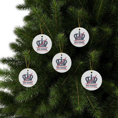 Ceramic Christmas Ornaments, 2-Sided, No Kings Theme, Holiday Decor, Unique Gift, Festive Decoration, Tree Ornament