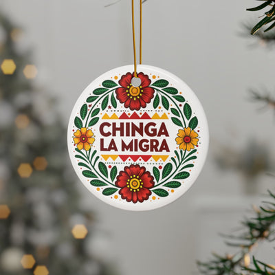 chinga la migra floral tree ornament christmas