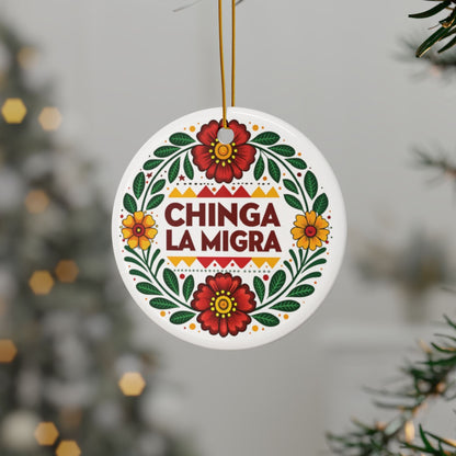 chinga la migra floral tree ornament christmas