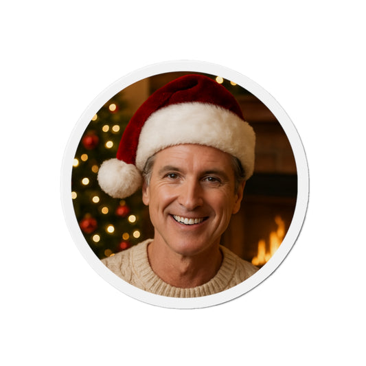 Gavin Newsom Christmas Magnetic Decoration | Die-Cut Magnet | Christmas Holiday Refrigerator Magnet | California Governor Decor