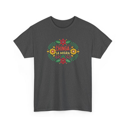 Chinga La Migra Anti I.C.E Floral Statement Tee - Unisex Graphic Shirt, Bold Casual Wear, Gift for Activists, Festival Clothing