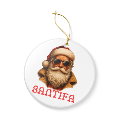 Santifa Santa Ceramic Ornament | Antifa |Anti Fascist | Foxtrot Delta Tango | Christmas Decor | Tree Ornament