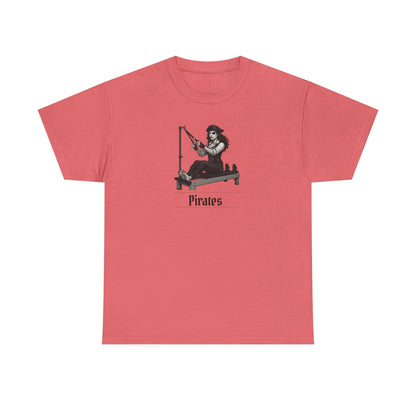 Pirates Pilates T-Shirt, Funny Pirate Workout Tee, Unisex Cotton Shirt for Pilates Fans, Halloween Gift, Fitness Pun Shirt for Adults