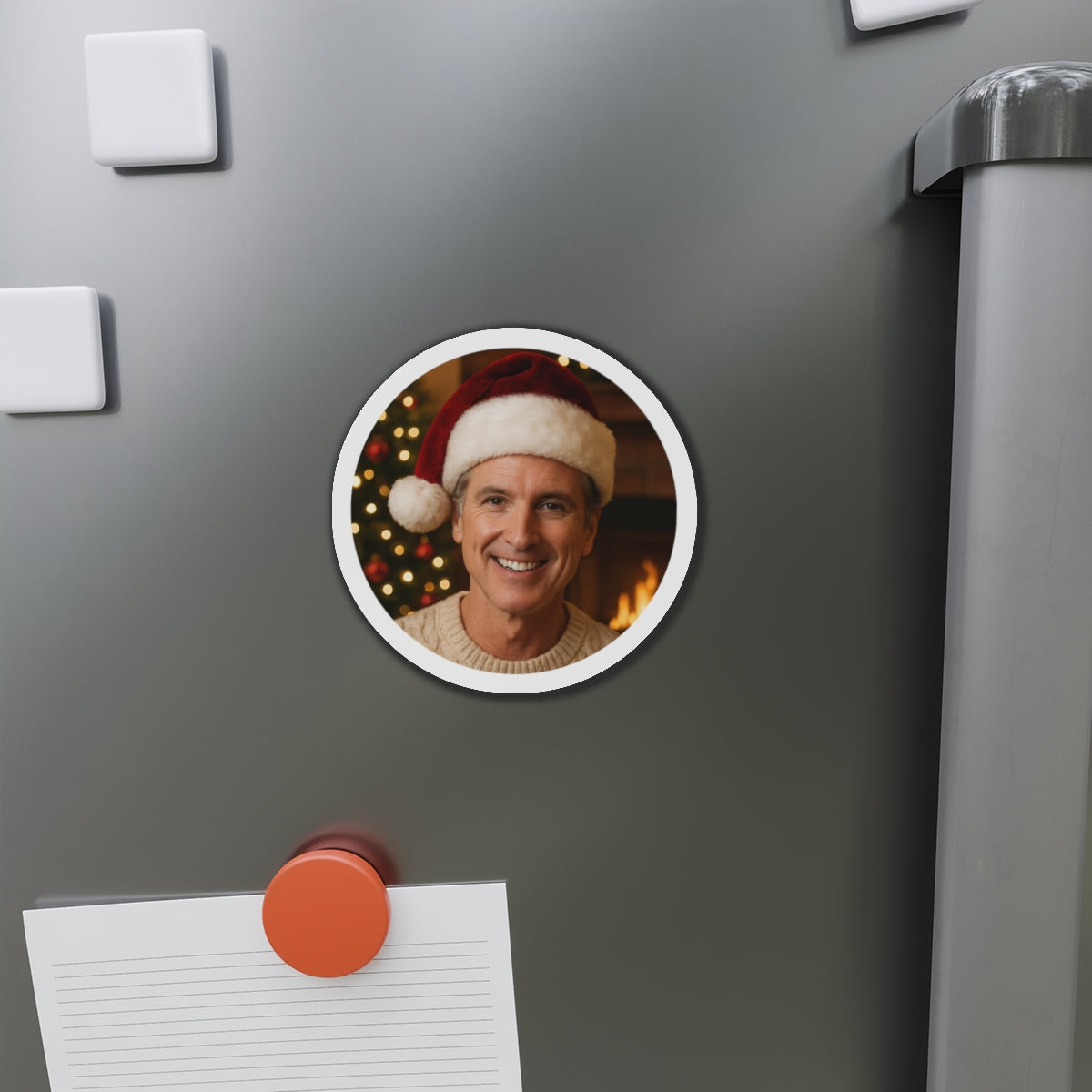 Gavin Newsom Christmas Magnetic Decoration | Die-Cut Magnet | Christmas Holiday Refrigerator Magnet | California Governor Decor