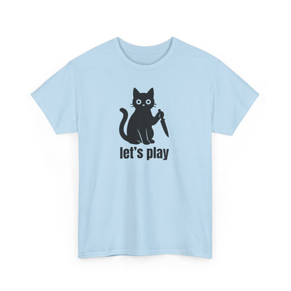 Playful Cat Tee - Let's Play Unisex Heavy Cotton Shirt, Cat Lover Gift, Fun T-Shirt, Animal Themed Apparel, Casual Wear