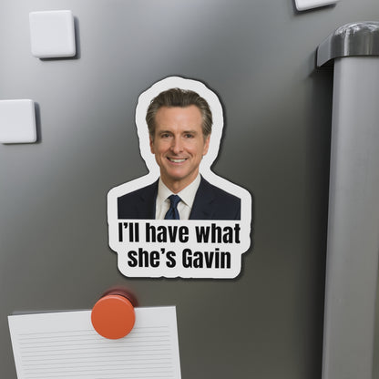 Gavin Newsom Humorous Die-Cut Magnets: Fun Kitchen Decor for Political Fans, Office Humor, Gift for Friends, Collectible Magnet