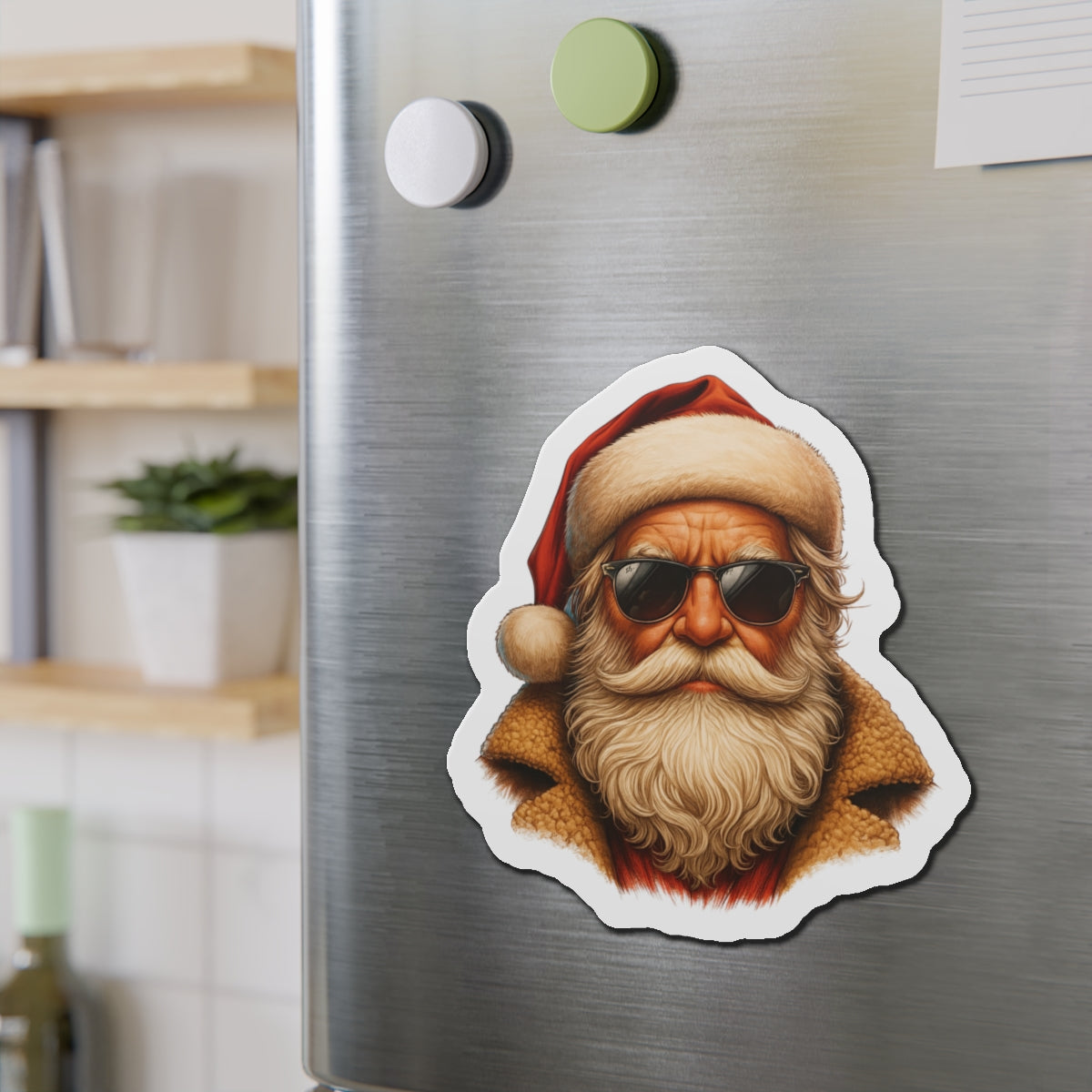 Cool Santa Die-Cut Magnet | Christmas Refrigerator Magnet | Stocking Filler | White Elephant | Alternative Christmas Gift
