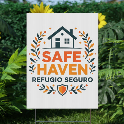 Safe Haven Yard Sign | Anti I.C.E | Refugio Seguro | Chinga La Migra | Decorative Lawn Sign, Home Safety Sign