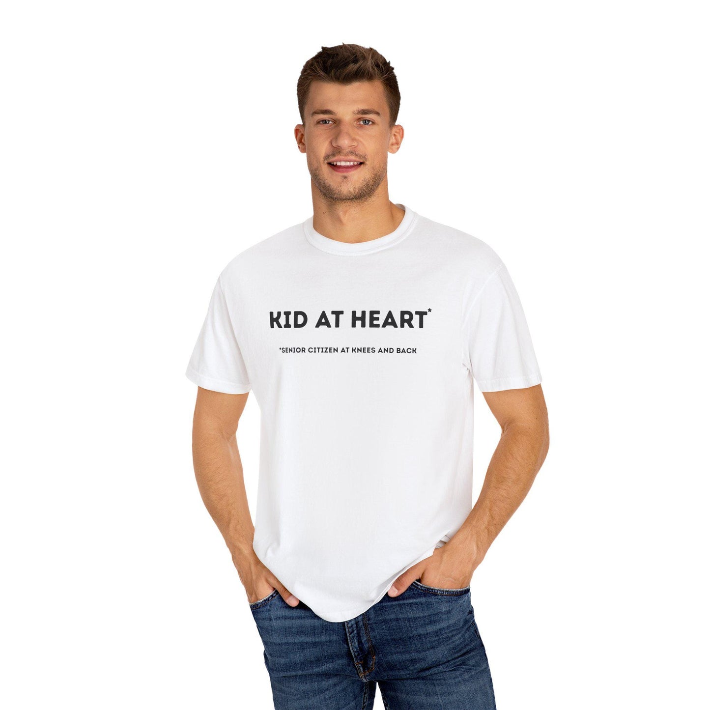 Kid at Heart Unisex Garment-Dyed T-Shirt, Casual Tee, Beachwear, Fun Summer Top, Gift for Adults, Everyday Wear