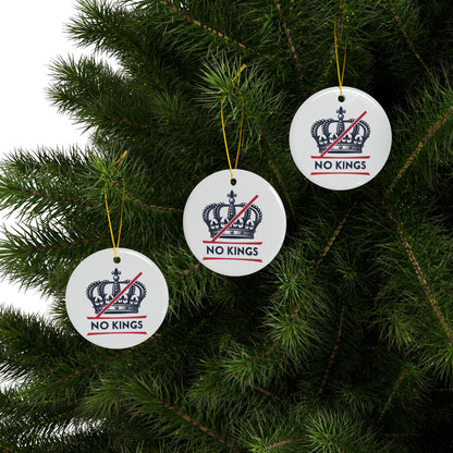 Ceramic Christmas Ornaments, 2-Sided, No Kings Theme, Holiday Decor, Unique Gift, Festive Decoration, Tree Ornament