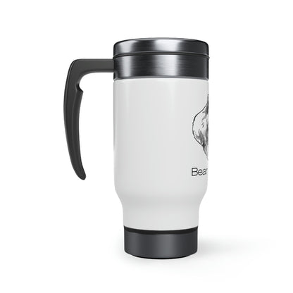 Bear With Me Stainless Steel Travel Mug with Handle, 14oz Animal Design Wildlife Nature Coffee Go Cup Drink Holder