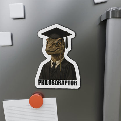 Philosoraptor Die-Cut Magnet | Funny Graduation Decor, Cool Gift for Graduates, Quirky Kitchen Magnet, Unique Home Decor, Educational Gift