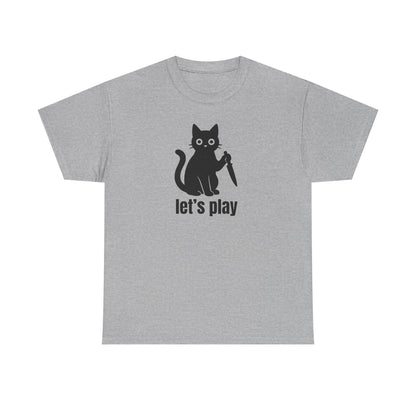 Playful Cat Tee - Let's Play Unisex Heavy Cotton Shirt, Cat Lover Gift, Fun T-Shirt, Animal Themed Apparel, Casual Wear