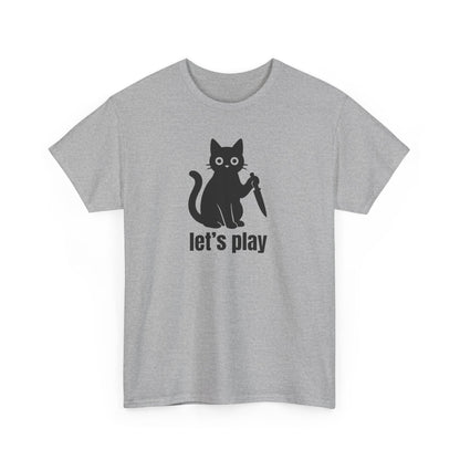 Playful Cat Tee - Let's Play Unisex Heavy Cotton Shirt, Cat Lover Gift, Fun T-Shirt, Animal Themed Apparel, Casual Wear