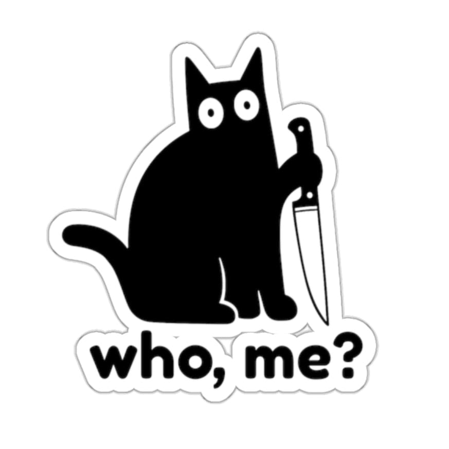 Who, Me? | Whimsical Cat Die-Cut Stickers | Perfect for Laptop, Water Bottle, Journal, Cat Lovers, Gift Ideas
