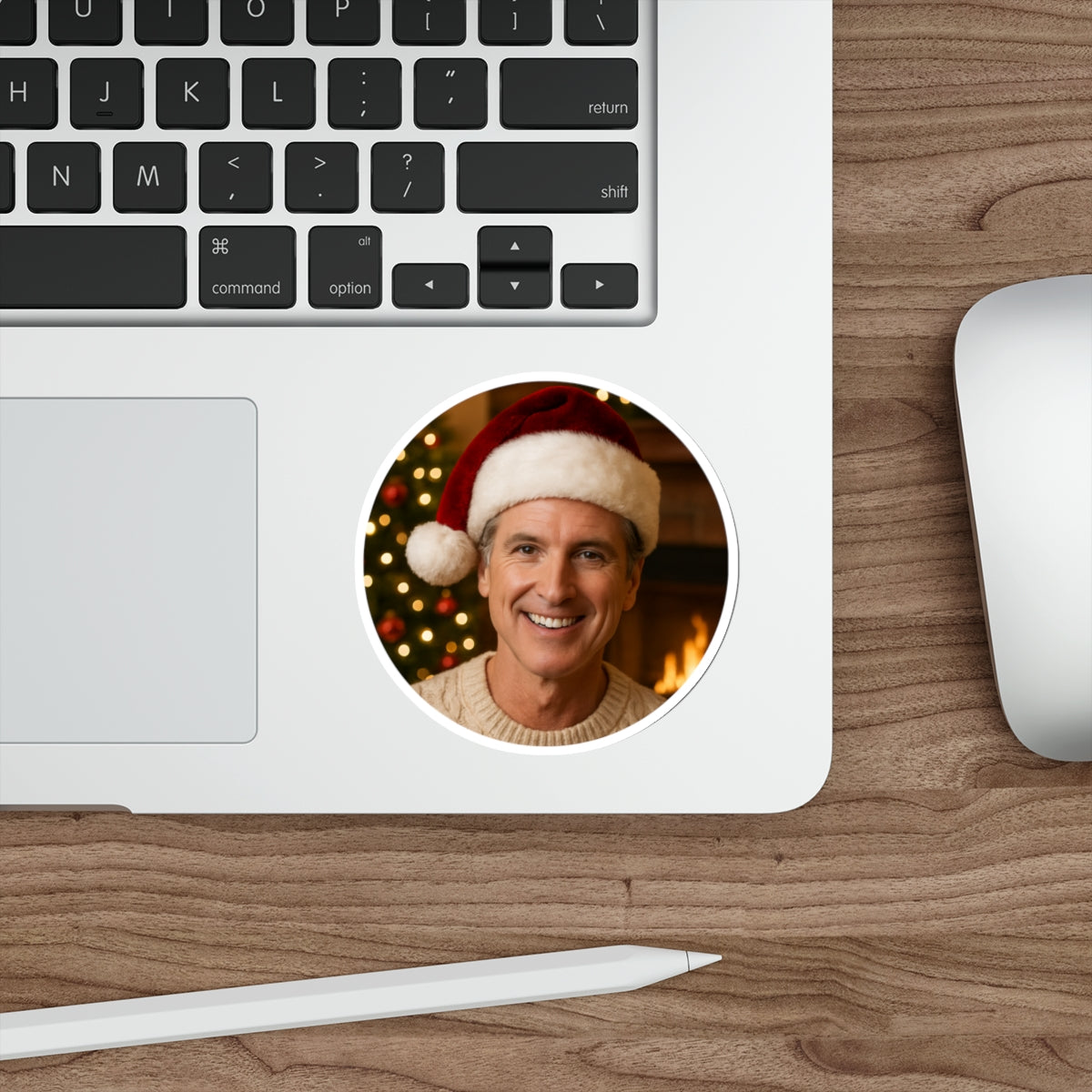 Gavin Newsom Christmas Sticker Decoration | Die-Cut Sticker | Christmas Holiday Decal | California Governor Decor