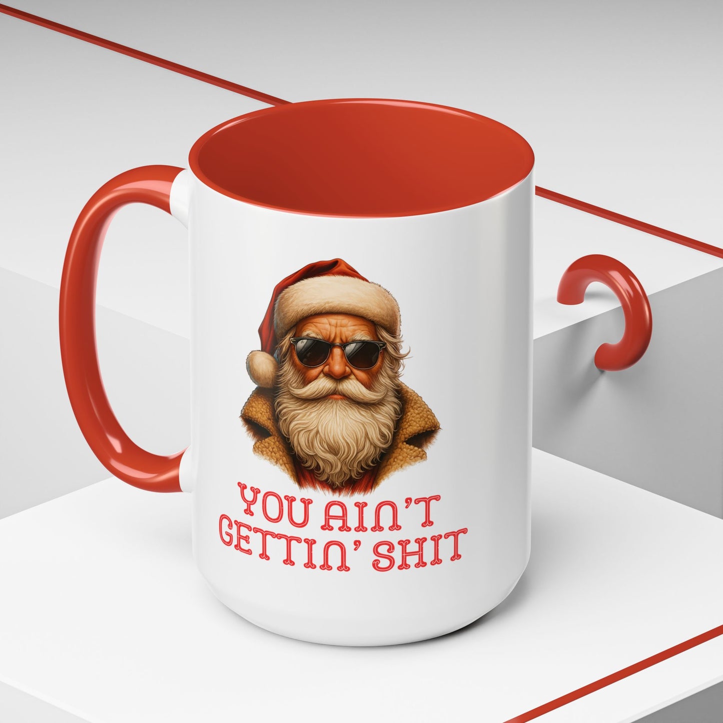 Cool Santa Coffee Mug | 'You Ain't Gettin' Shit' Santa Holiday Mug | Christmas Decor | Holiday Kitchenware | Stocking Fillers | White Elephant