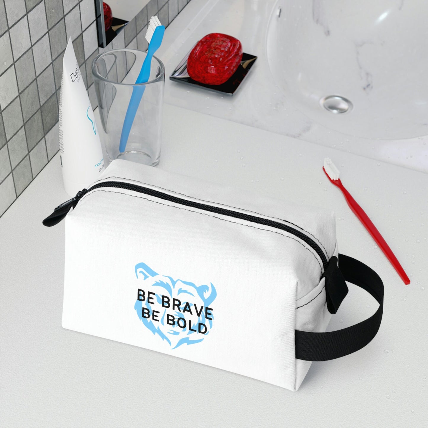 Be Brave Be Bold Bear Toiletry Bag Beauty Self Care Travel Work Date Night Gym