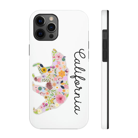 California Bear Flower Design Floral Flowers Cali Golden State Tough Phone Cases, Case-Mate