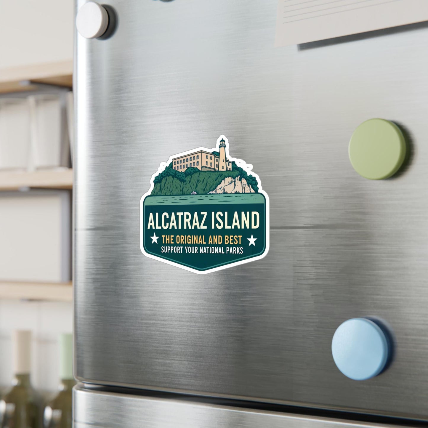 Alcatraz Island Sticker, National Parks Kiss-Cut Vinyl Decal, Outdoor Travel Laptop Sticker, Gift for Park Lovers & History Buffs