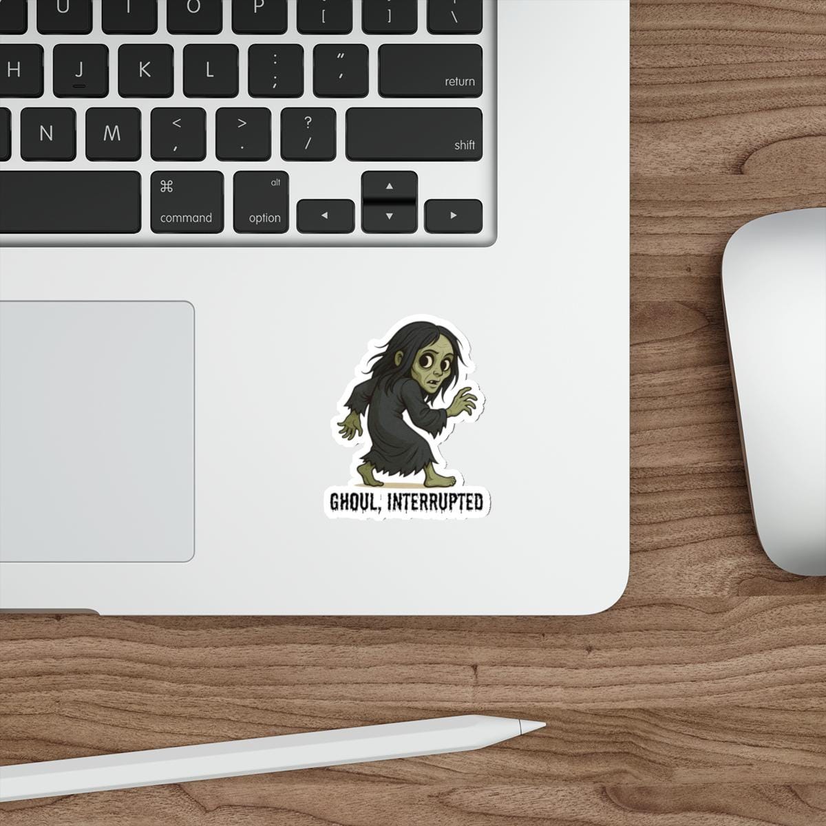 Ghoul, Interrupted Halloween Die-Cut Stickers | Spooky Decor for Halloween, Gifts for Ghoulish Fans, Laptop Stickers, Witchy Accessories